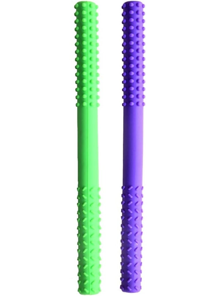 abley's Sensory Chew Tubes, Textured Silicone, Set of 2 (Purple & Green) - Image 1